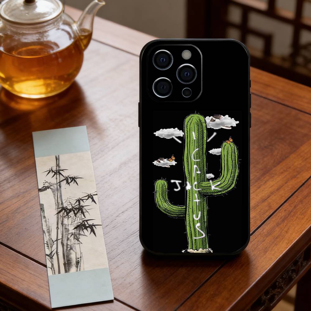 C-Cactuss J-Jack Travis Scott Phone Case For iPhone 17,16,15,14,13,12,11 Plus,Pro Max,XS,Soft Silicone Black Cover