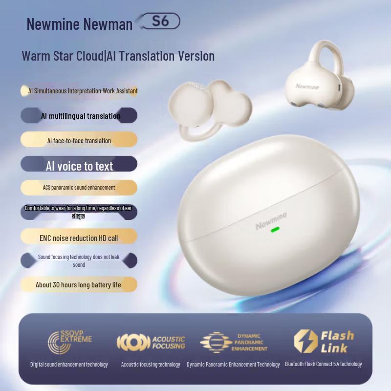 Newmine S6 AI Smart Wireless Ear-Clip Headphones