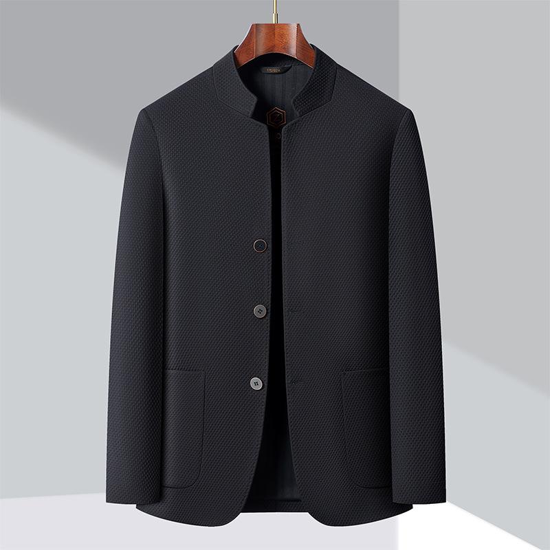 

Новая мужская куртка высокого класса Чжуншань Весна и Осень Новый стиль Среднего и пожилого возраста Папа Новая китайская куртка со стойкой 195