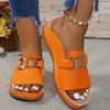 Sandali Donna Fibbia Metallica Punta Aperta Zeppa Suola Spessa Pantofole Taglie Forti Scarpe Casual Semplici