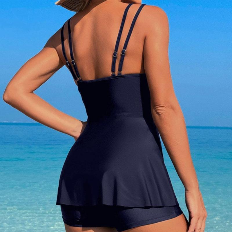 Damen Zweiteiliger Tankini-Badeanzug mit hoher Taille, Push-Up-Badeanzug, Damenbademode