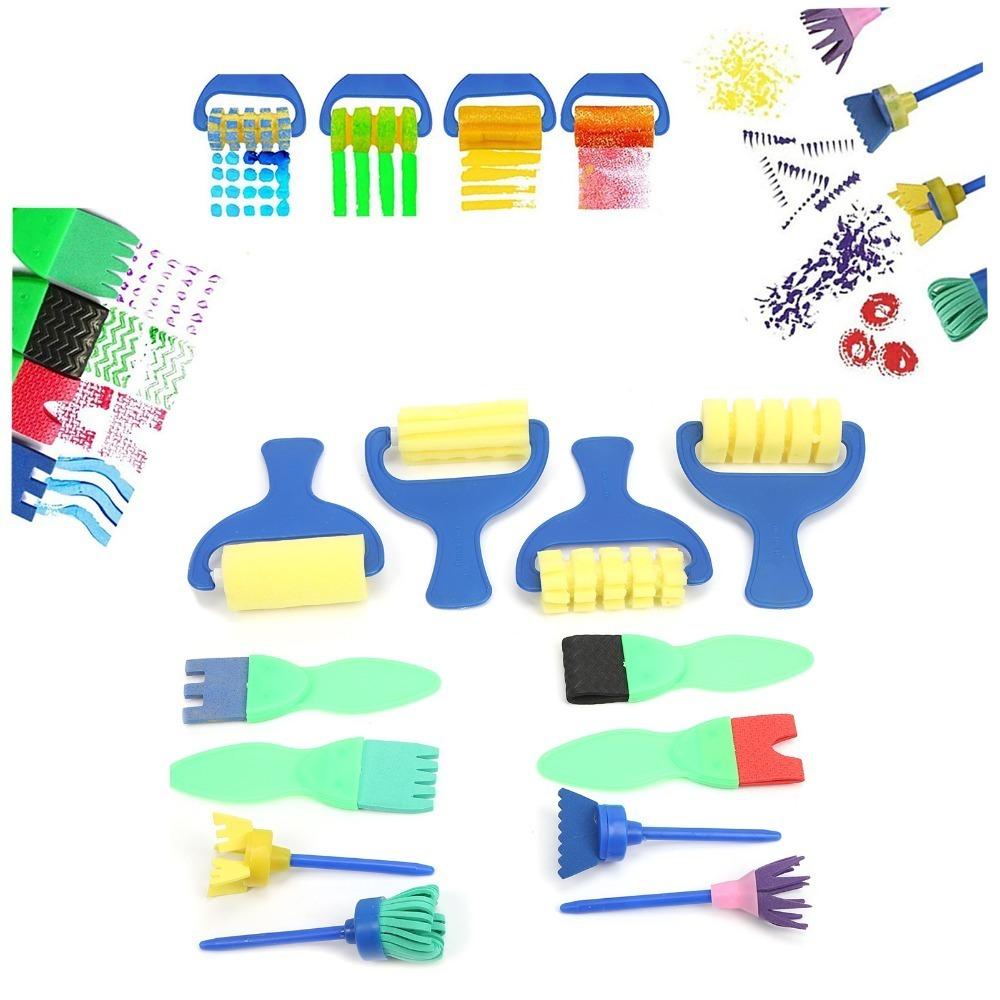12PCS Roller & Stamp Combo Painting Sponge Brush Gentle Texture DIY Drawing Tools Handmade Painting