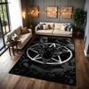 Dark Gothic Pentacle Ruby Accents Patterned Rug Nonslip Thick Carpet For Living Room Bedroom Hallway Home Decor Birthday Gift