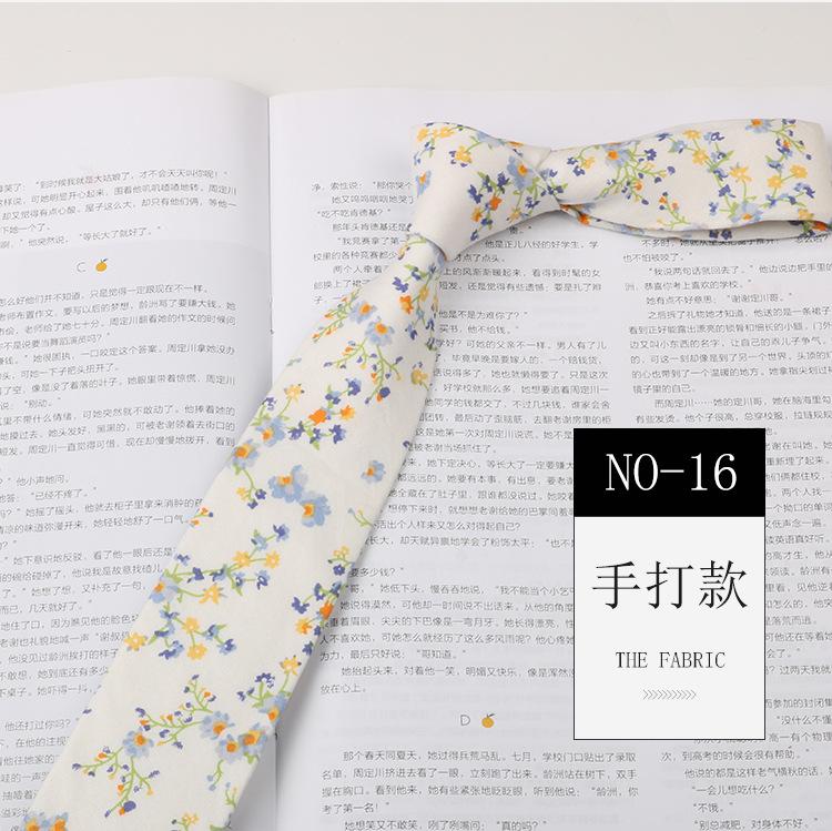 Floral Tie Men'S Patterned Cotton Shirt Macaron Printed Narrow Edition 6Cm Hand Tie Korean Casual Women'S Tie