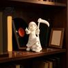 3D-gedruckte Statue Niedliche Sensenmann-Figur, Skelett Klein mit Handgefertigten Gotischen Sammlerstücken Sense & Totenkopf-Sockel, Lustiger Halloween-Schreibtisch