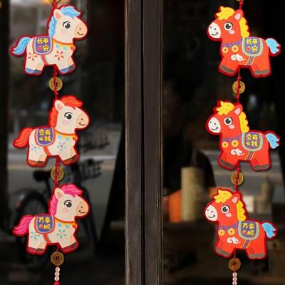 Horse Year Chinese New Year Decoration Cartoon with Tassel Spring Festival Pendants Exquisite Creative Festive Hanging Ornaments