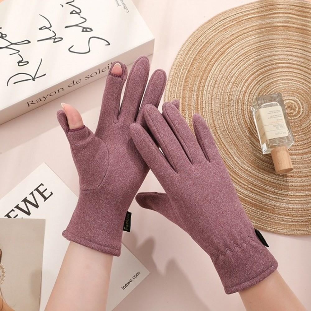 Touchable Screen Touch Screen Gloves Plush Driving Mittens New Full Finger Gloves  Gift