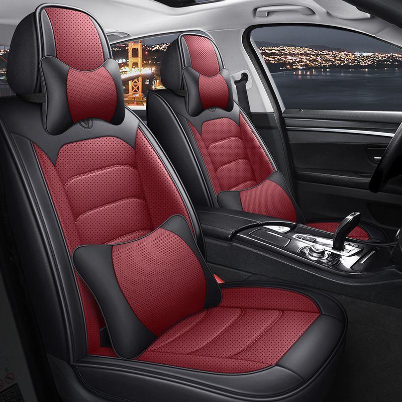 Car Seat Covers Full Set, 5 Seats Universal Leather Seat Covers for Cars, Breathable Automotive Seat Cover for Most Sedans, Trucks, SUVs