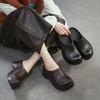 2026 Sommer Neue Klassische Retro Mules Sandalen Atmungsaktiv Vollrindleder Dicke Sohle Höhensteigernd Damenschuhe