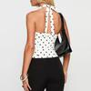 New European and American Style Neck V-neck Polka Dot Vest Female Slim and Thin Short Open-navel Inner and Outer Top