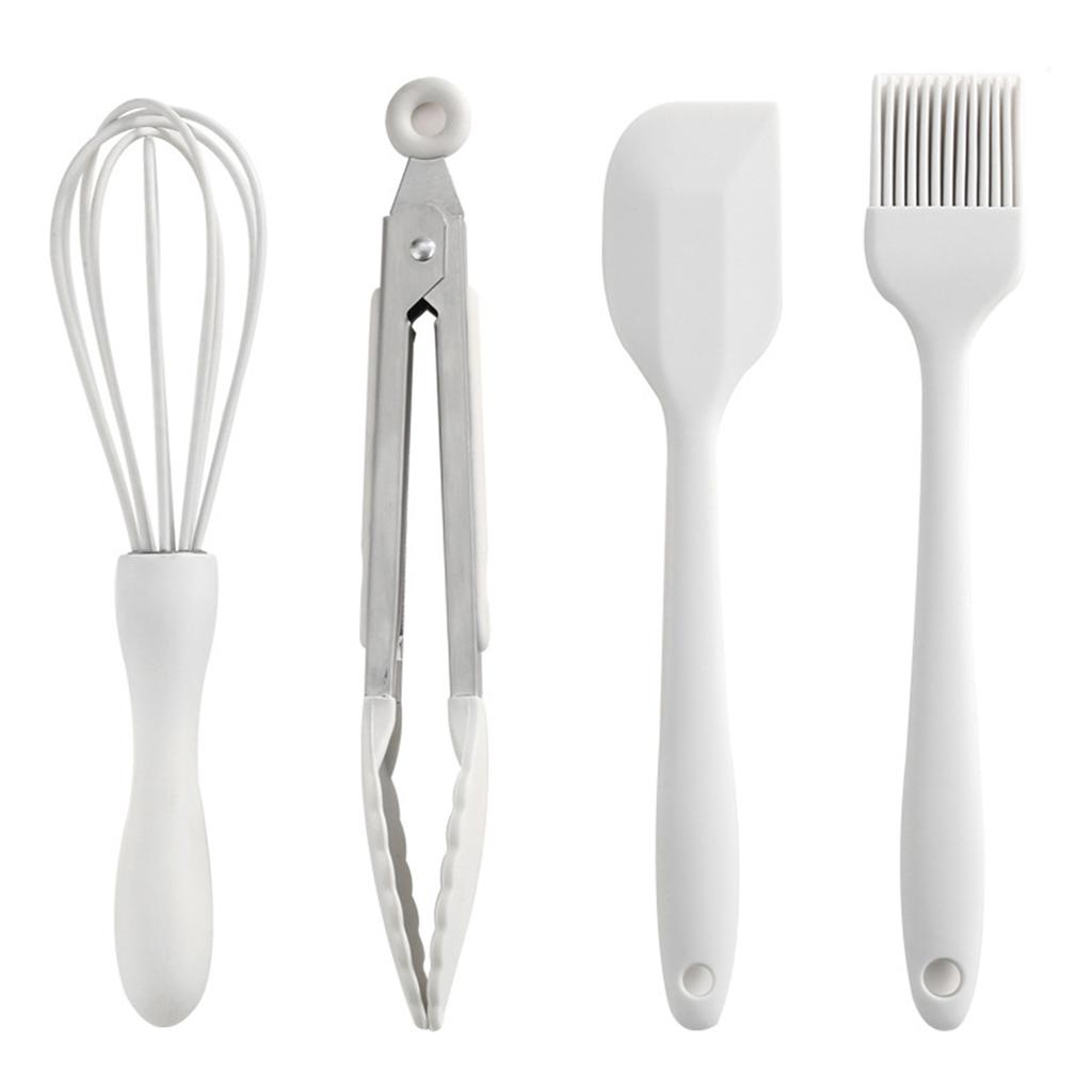 4 pcs White Silicone Kitchen Cooking Utensils Set