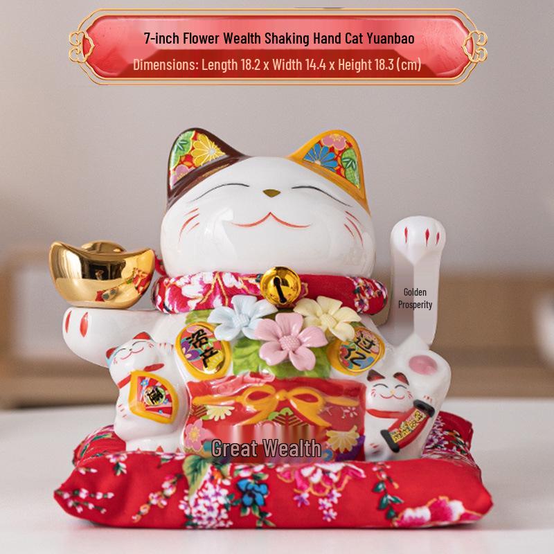 Automatic Waving Lucky Cat Ornament - Prosperity Gift for Home, Shop, or Business Entry