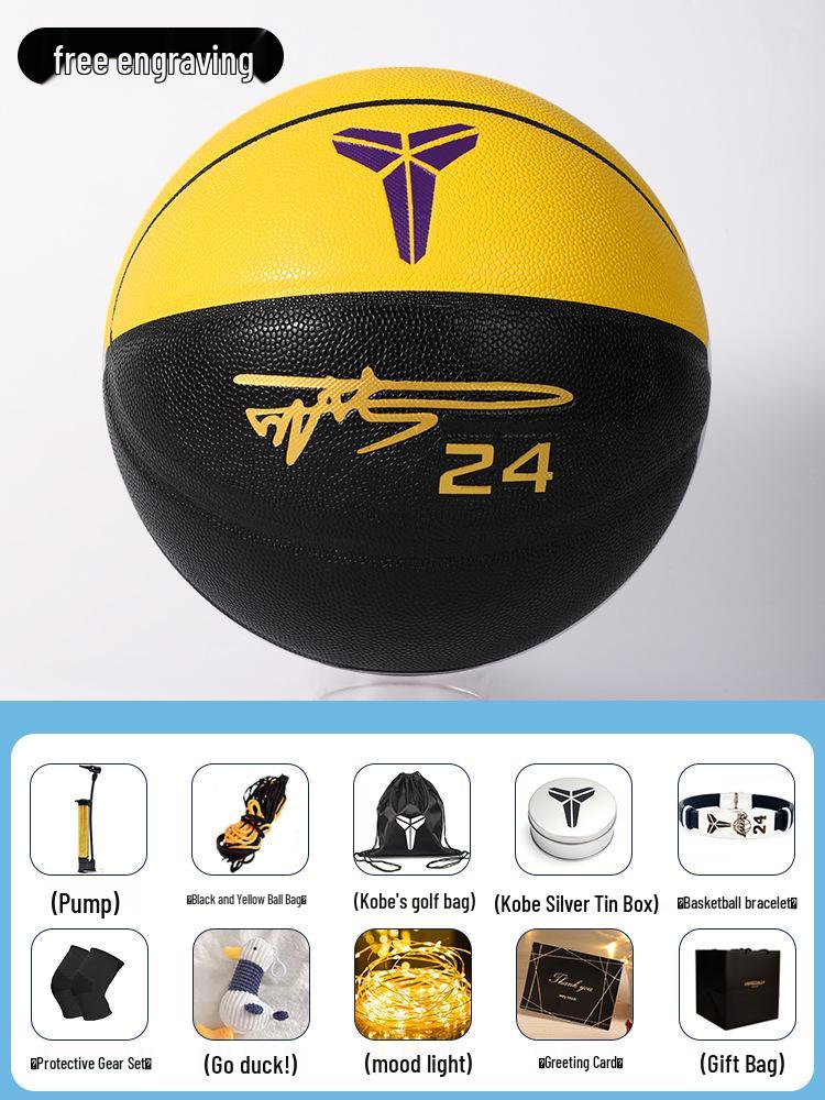 

Kobe No. 7 Luminous Reflective Blue Basketball Gift Set for Boys - Includes Engraved Ball & 5 Signature Designs, No Assembly Required Size 5 Basketball (Youth)