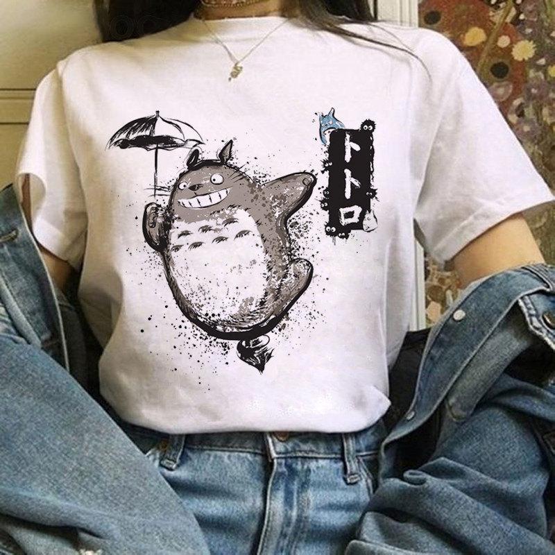 Cartoon Totoro Anime Series Printing, Summer Campus Large Size Men's and Women's Short Sleeve Anime T-shirt