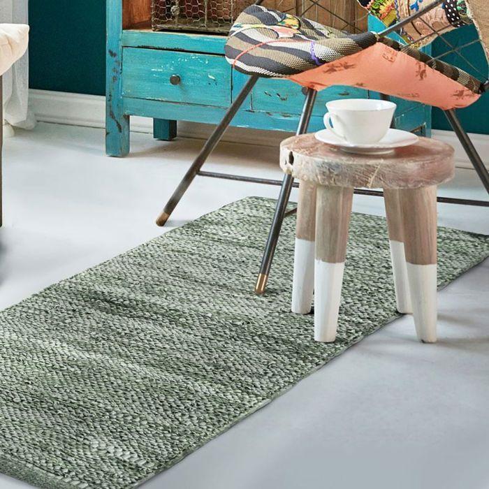 Tapis en cuir tressé vert clair 60x120