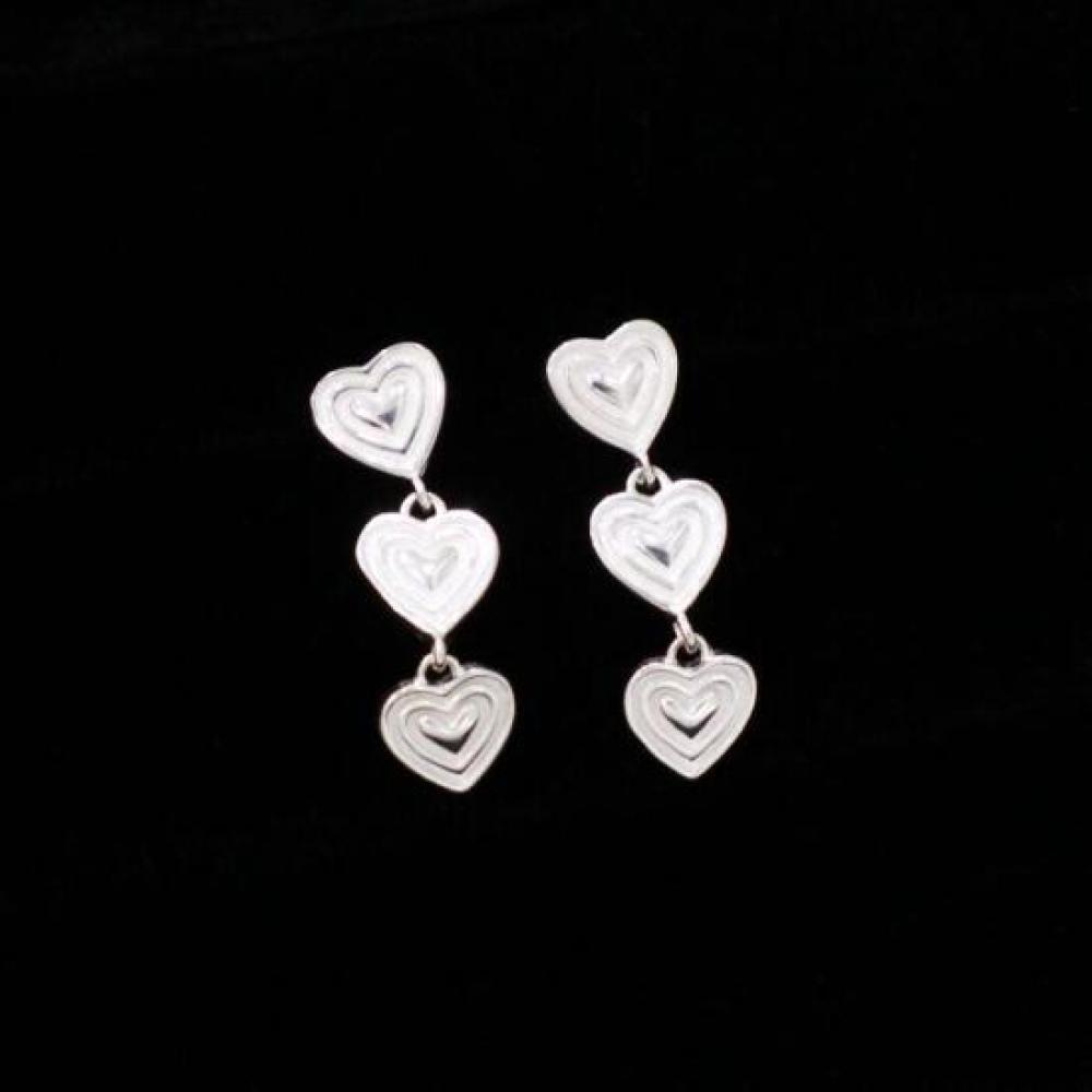 New Arrivals Open Run Heart Drop Earrings Simple Sterling Silver