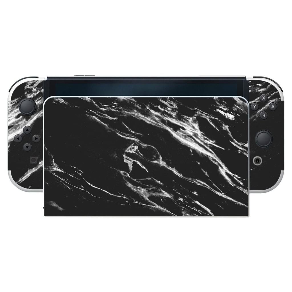 Kompletní sada ochranných samolepek pro PlayVital Switch OLED Vlastní vinylové samolepky pro konzoli Switch OLED, dok, grip, černé modely a Joy-Con & &