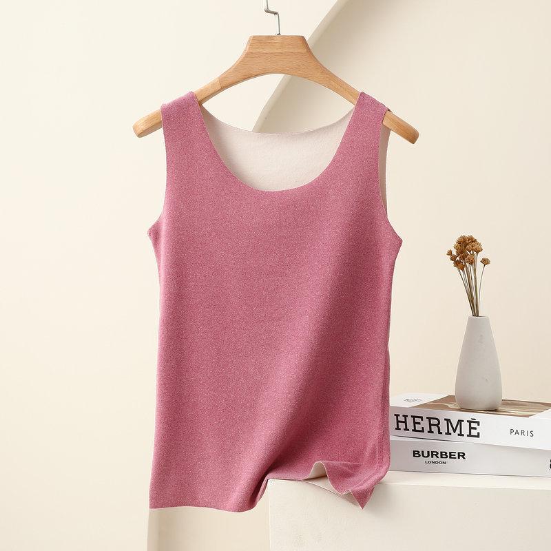 

Женский бесшовный жилет с подогревом из немецкого бархата - Двусторонний флис, прилегающий базовый слой для осени и зимы Large