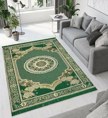 Home Decor Cotton Carpets for Living Room 5x7 Feet Multi-Use Flower Design Carpet Mats (Green Colour)