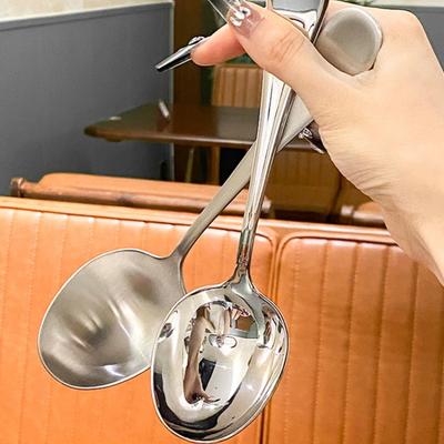 Quality Stainless Steel Round Spoon Large Size Dining Spoon Stirring Dessert Spoons Soup Spoons Rice Spoons Kitchen Tools