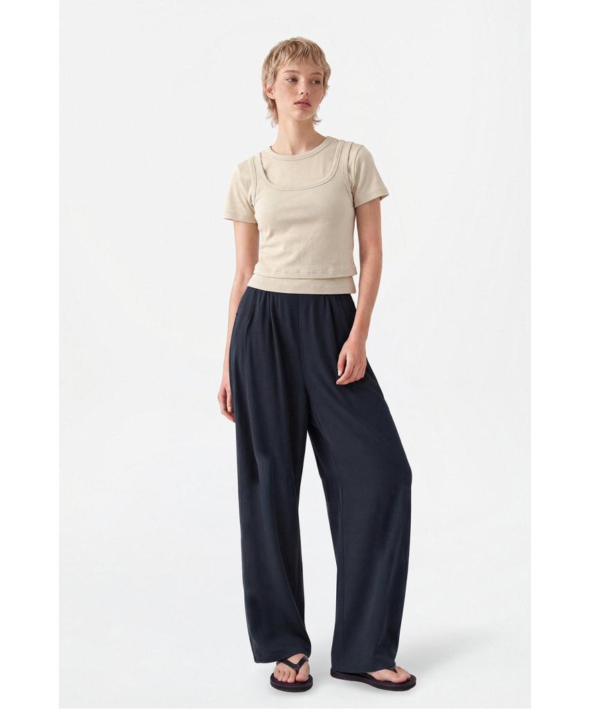 Jaa [Jaah] Elastic Waist Pants Navy