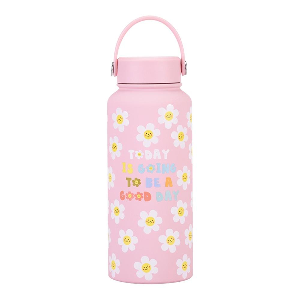 1000ML Vacuum Bottle Printed Design Portable Vacuum Sports Bottle Vacuum Insulated Printed Bow And Flowers Aquaflask Tumbler