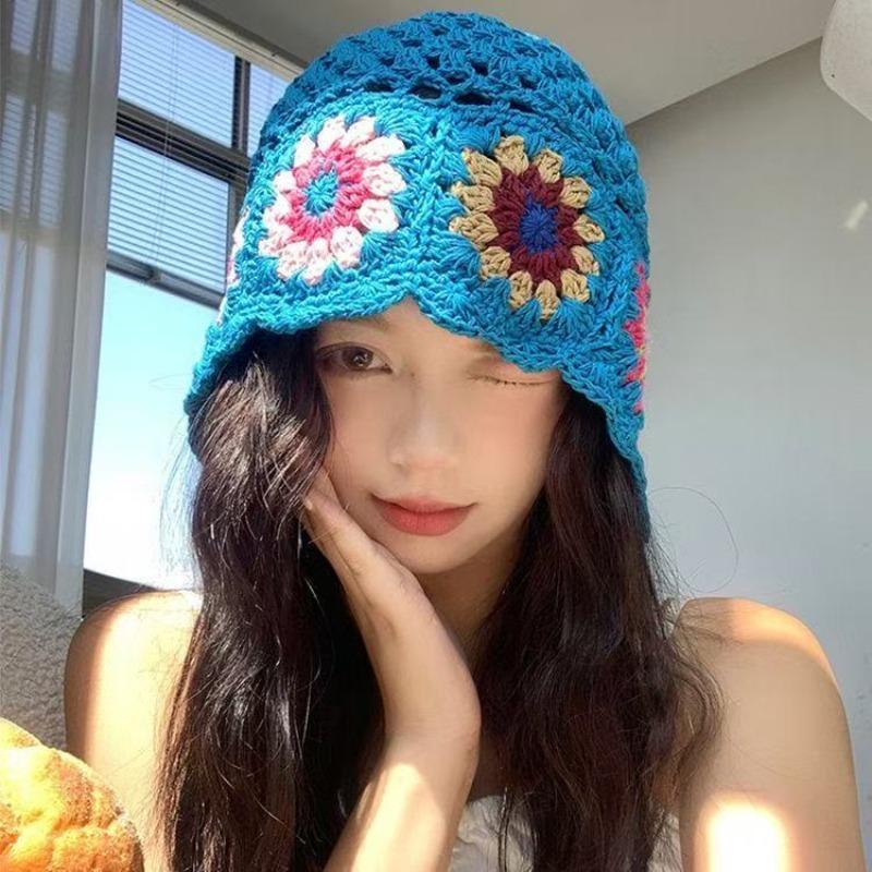 Damen Strick Fischerhut Farbige Hohlgewebte Hüte Koreanisch Frühling Sommer Reise Damen Accessoires