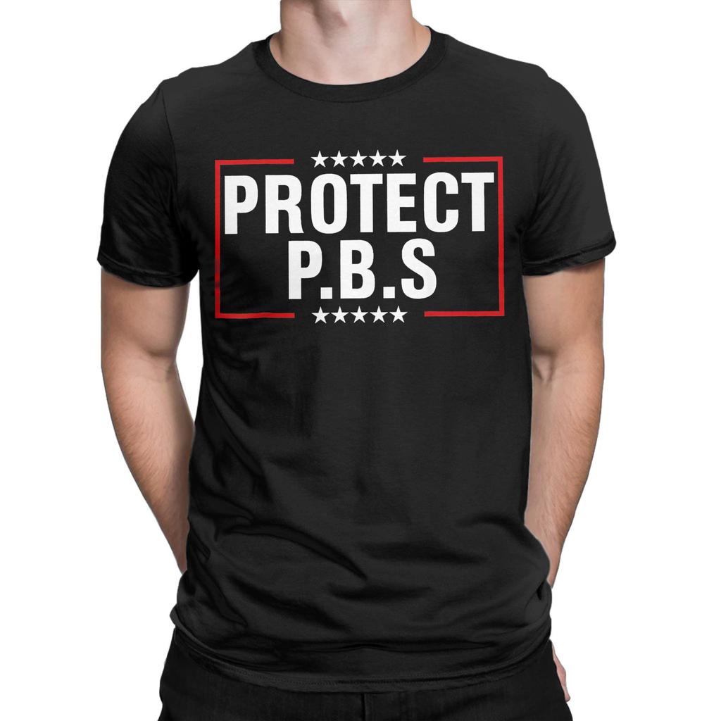 Novelty Protect P.B.S Save Public Broadcasting Service T-Shirt for Men Round Neck Cotton T Shirt  Short Sleeve Tees New Clothing