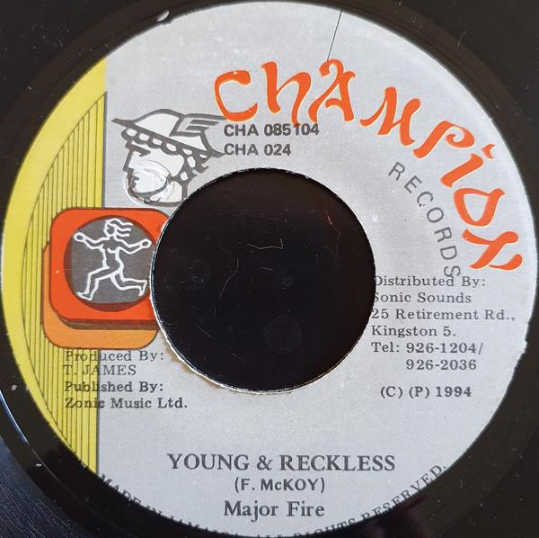 

7-дюймовая пластинка MAJOR FIRE Young Reckless CHA024 Champion Record 1994 Ямайка Регги Ска Даб Б/у