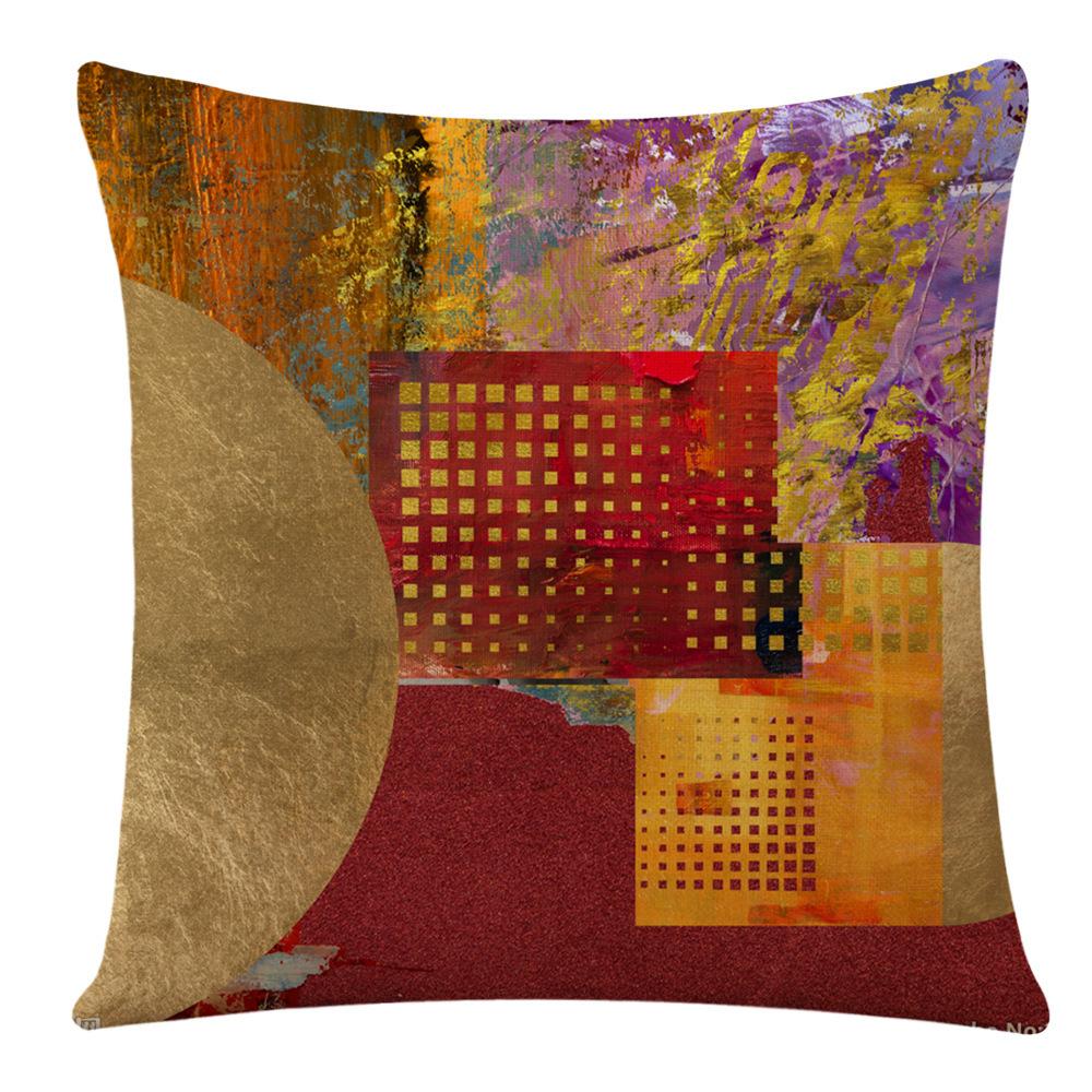 Pillow Cover Home Furnishing Sofa Waist Cushion Cushion Abstract Pillow Geometric Oil Paint Car Neck Protector
