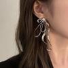 Metal Multilayers Big Bowknot Ribbon Long Drop Earring for Women Gold Color Simple Irregular Geometry Zircon Girlfriend Gift