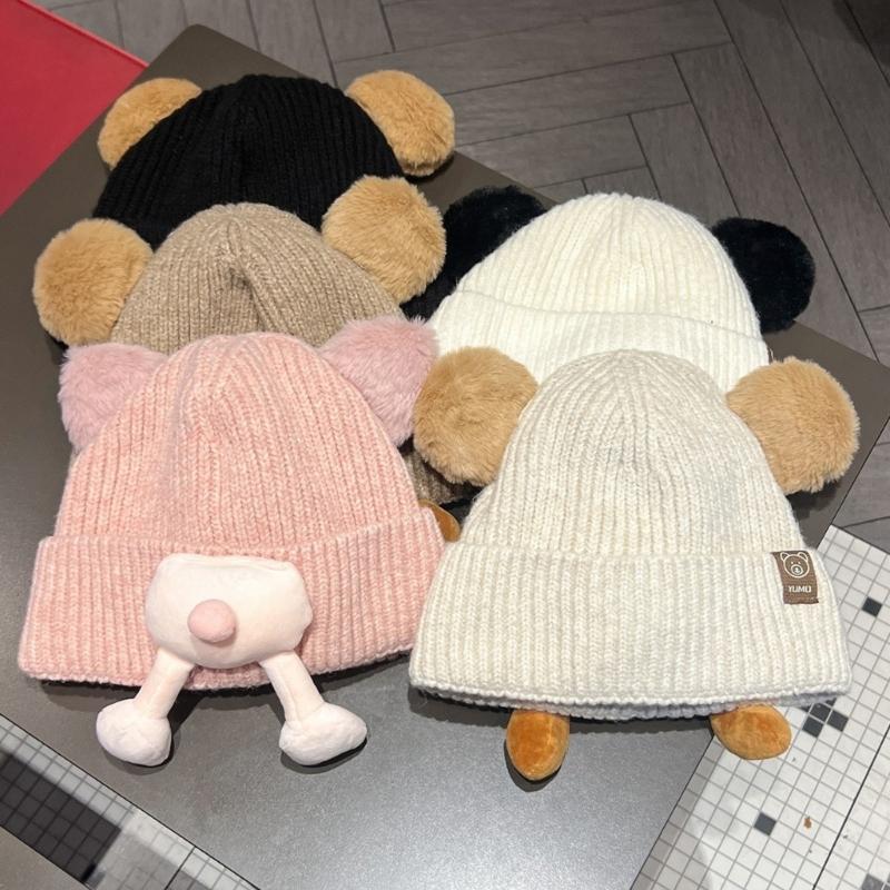 Anime Animal Design Pullover Hat Warm Brimless Stretchy Winter Skull Hat With Plush Lining For Adult Girl Outdoor Activity