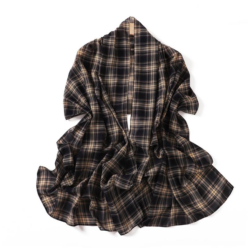 175*70CM New Plaid Print Islam Long Chiffon Scarf Wrapped Scarf Muslim Women's Hijabs Shawl Ramadan Female
