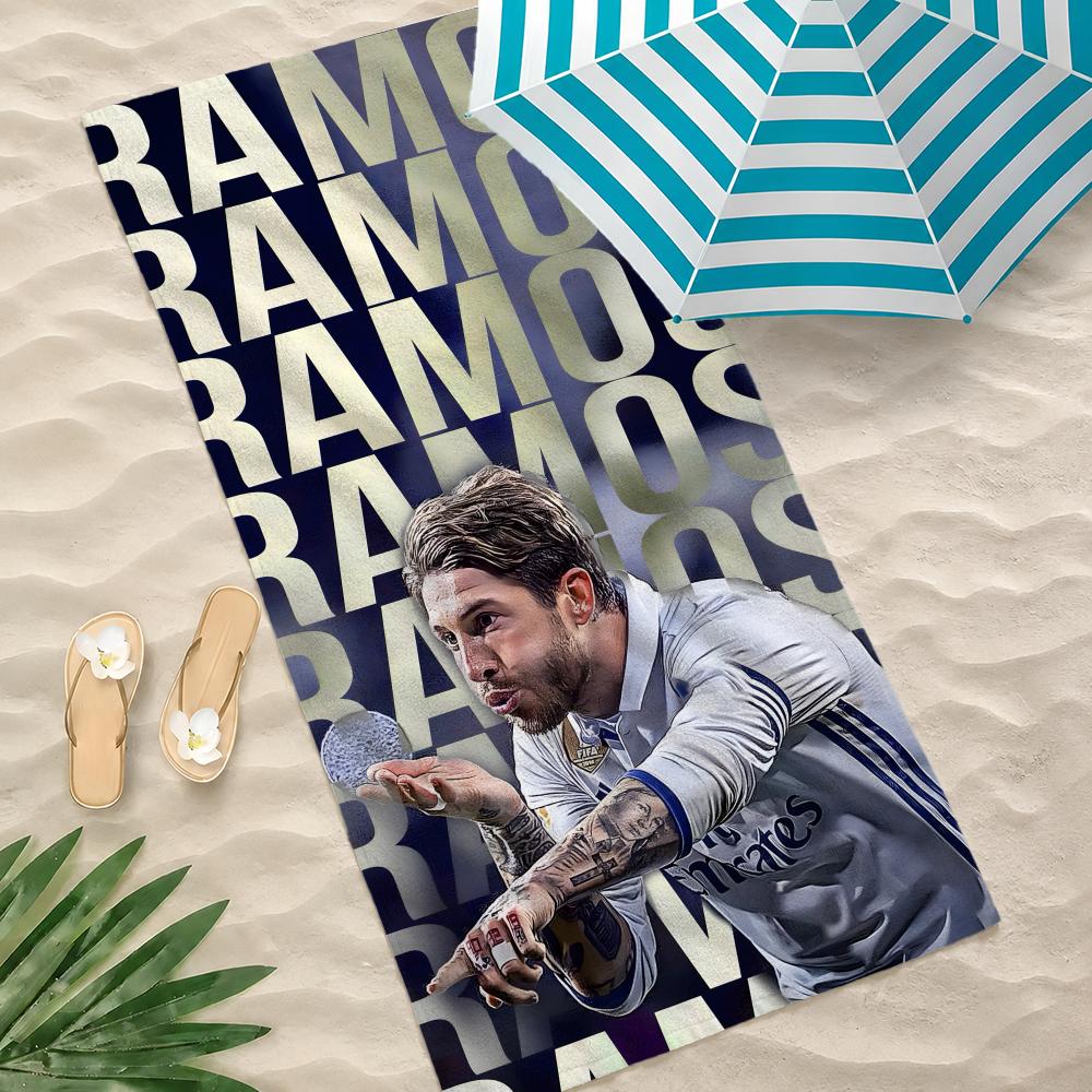 Fußballspieler Sergio Ramos Handtuch Handtuch Strandhandtuch Übergröße Schnelltrocknend Handtuch Saugfähig Weich Schwimmen Strandhandtücher für Männer Frauen