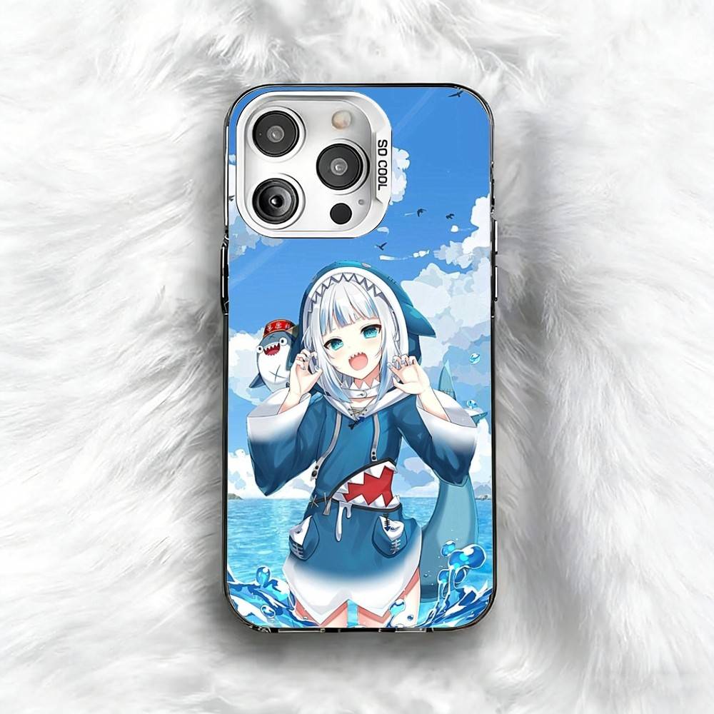 Virtual Characters Holo Gawr Gura Phone Case For iPhone 16 17 15 14 12 13 Pro Max Black Color Shockproof Cover