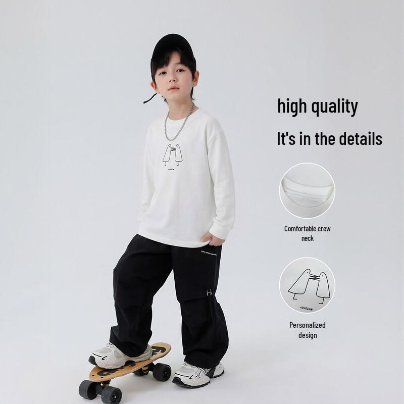 Kids' Cotton Long Sleeve Round Neck T-Shirt