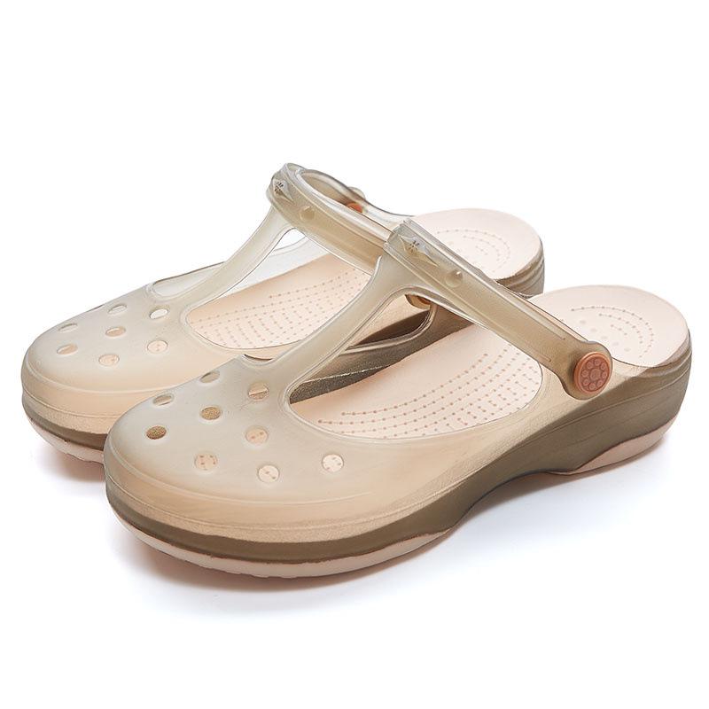 Women's Summer Non-Slip Jelly Sandals – Closed Toe, Thick Sole, Soft Beach Shoes