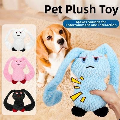 Long Eared Rabbits Pet Plush Toys Stuffed Animal Bite-Resistant Dog Chew Toys Tooth Cleaning Soft Gnawing Puppy Toys