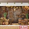 Dwuwymiarowa rustykalna westernowa dekoracja tła na koncert country i wystrój wiejskiego domu