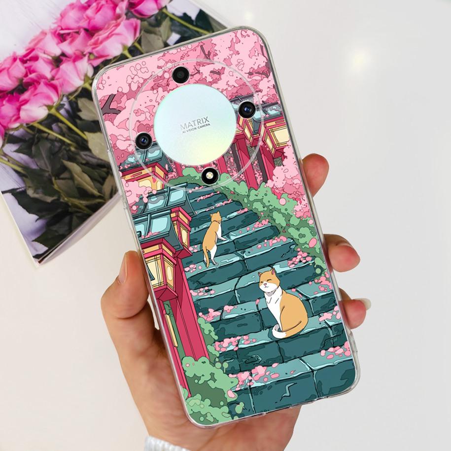 For Honor X9b 5G Case 2023 Fashion Flower Clear Silicone Soft Back Cover For Honor X9a RMO-NX1 Funda HonorX9 X 9 X 9B X 9A Coque