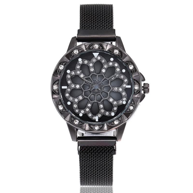 

UTHAI BK21 Fashionable Women watch hollow flower plate rotating diamond quartz watches light luxury clock gift watches for woman