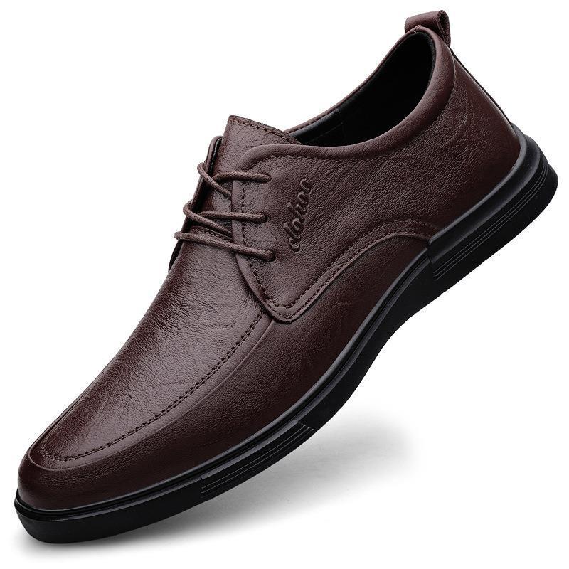 Men s Genuine Leather Soft Sole Casual Shoes - British Style, Large Size, Breathable 42