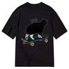 Bye Skateboarding Cat Tshirt Unisex Unisex Funny Cool Cat On Skateboard Print Oversized Casual Streetwear Short Sleeve Tee Tops