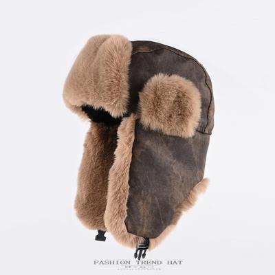 Retro Old Hat Men's Winter Velvet Thickened Warm Ear Protection Cotton Hat Outdoor Cycling Cold Hat Women
