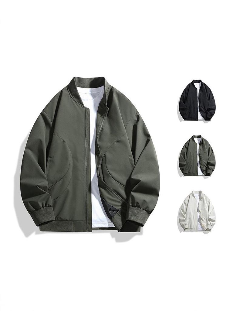 Giacca Bomber da Uomo Stile Coreano con Collo Rialzato – Casuale e Versatile per Primavera e Autunno