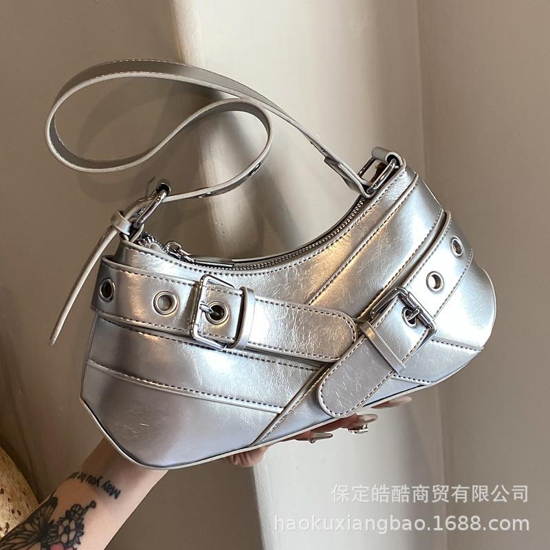 Fashion High-end Underarm Bag Women's 2025 Summer Korean Version Trendy Versatile Locomotive Bag Niche Simple Shoulder Women's Bag