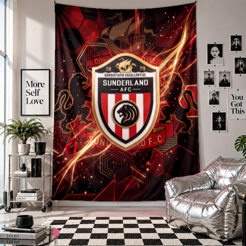 Arazzo da Parete Calcio Sunderland Decorazione per la Casa Tessuto da Appendere a Parete per Camera da Letto Soggiorno Sfondo