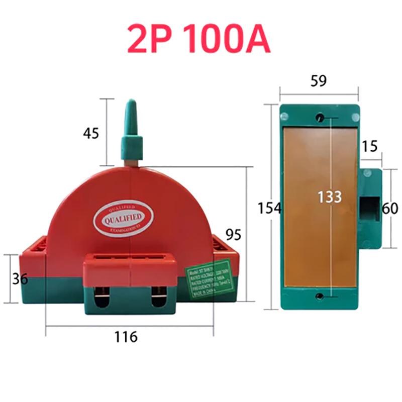 2-poliger Doppelschalter-Trennschalter 32A 63A 100A Dpdt Messertrennschalter Sicherheits-Trennschalter Leistungstrennschalter
