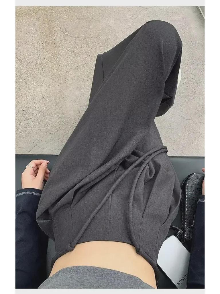 2024 Frühling Koreanische Weitbeinige High-Waist Drapierte Hose Rock für Damen