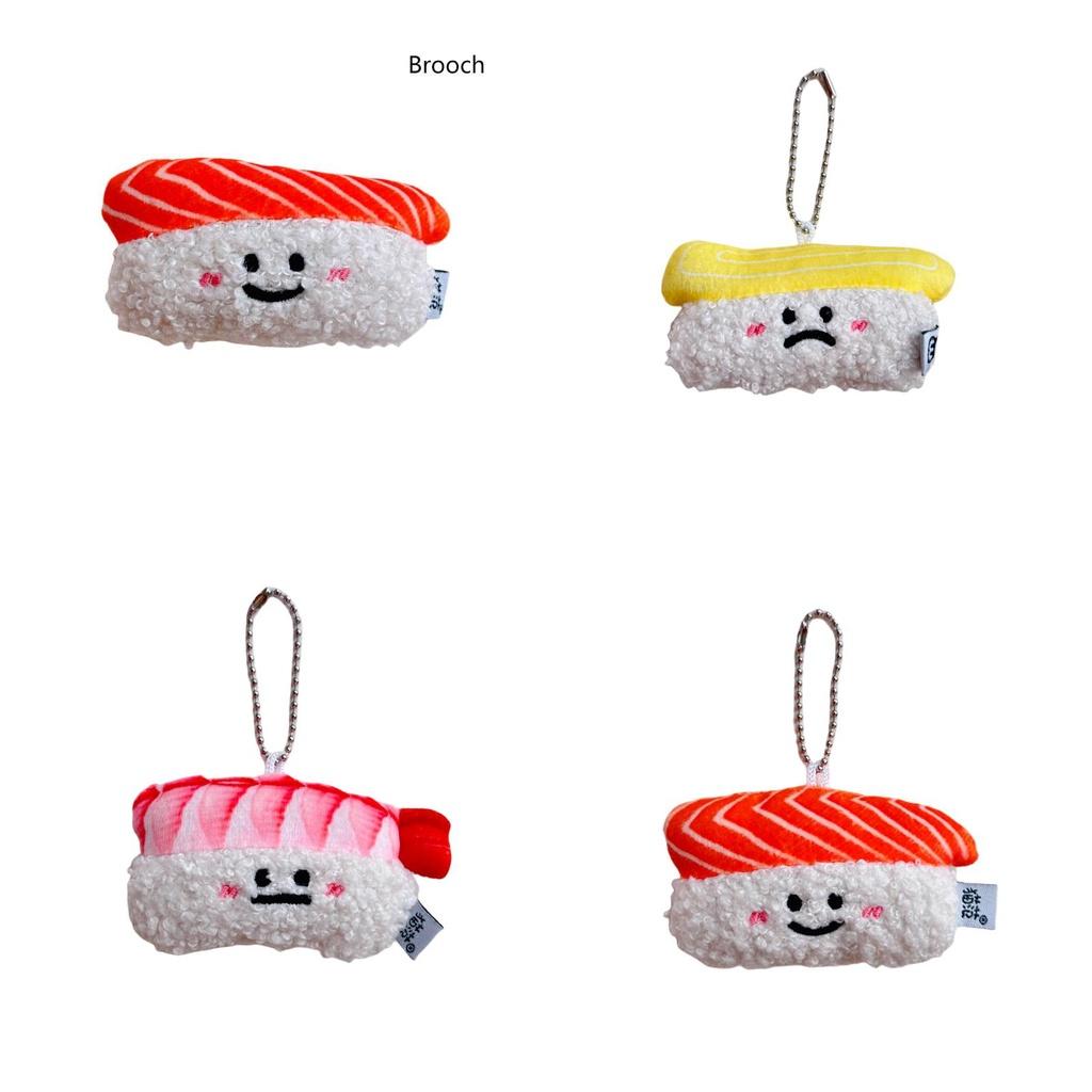 Authentic Salmon And Sweet Shrimp Sushi Plush Pendant Pin Cute And Funny Cartoon Food Hanging Decoration Gift Sushi Pendant)